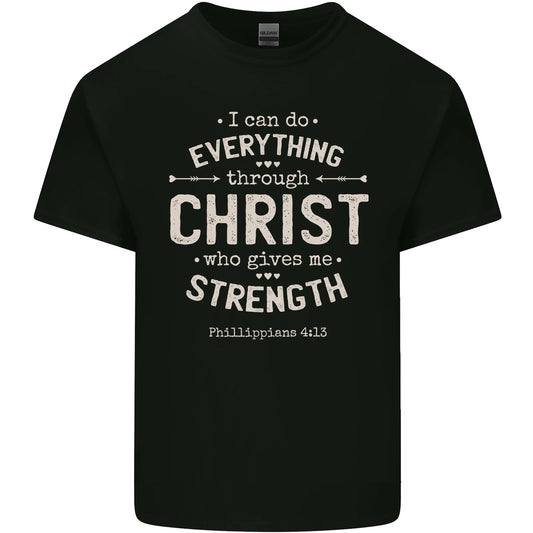Christ Gives Me Strength Christian Jesus God Mens Cotton T-Shirt Tee Top
