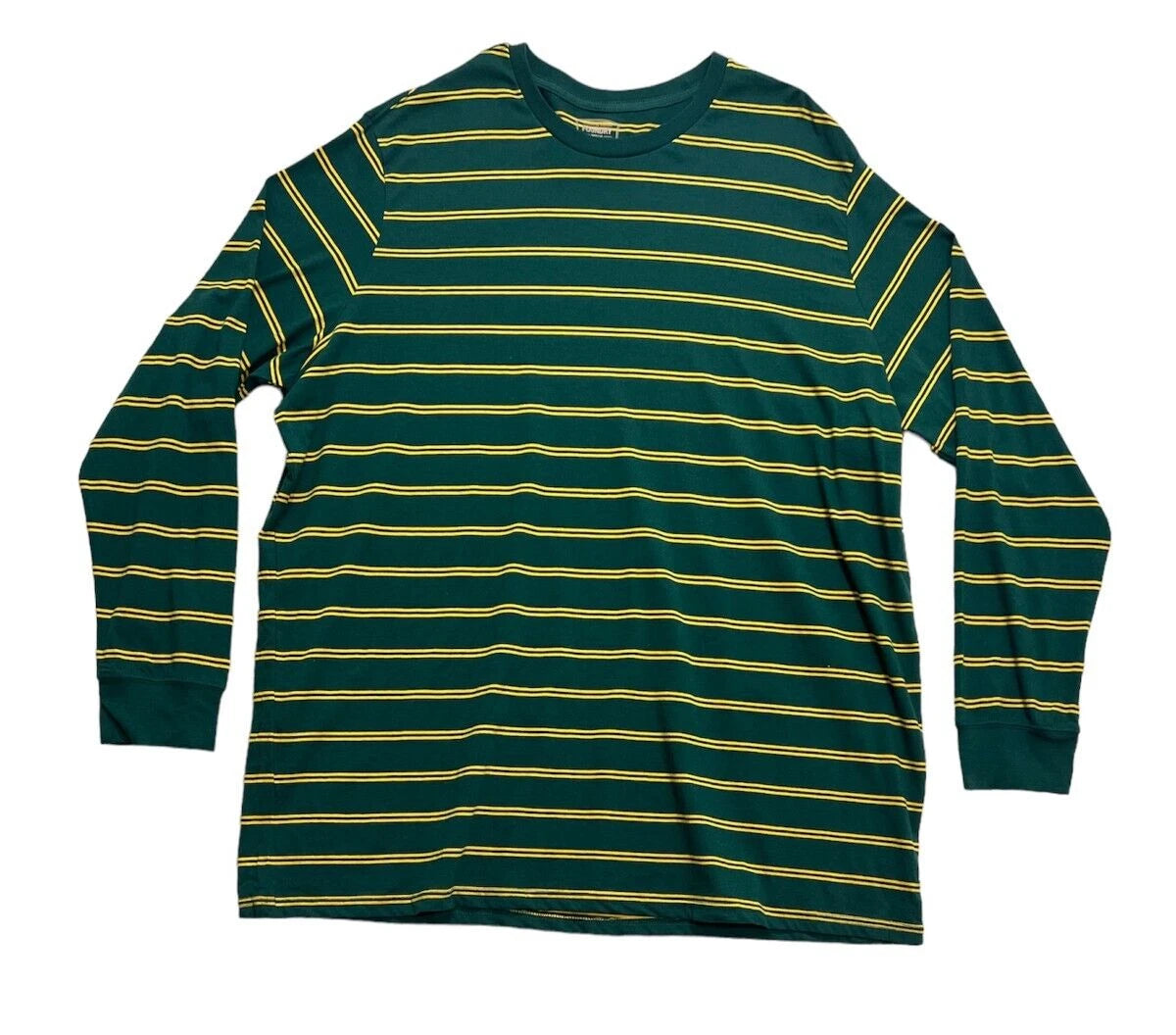 The Foundry Crew Neck Long Sleeve Pullover Shirt Green Yellow Stripe Soccer 3XLT