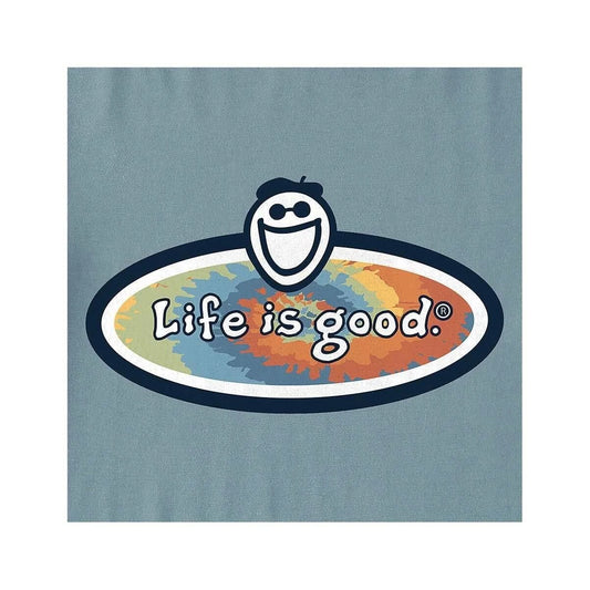 Large NWT Men's Life Is Good Tie Dye Jake Oval Blue SS Crusher Tee