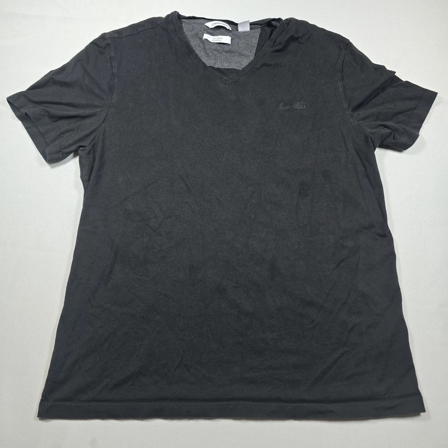 Calvin Klein Shirt Size Large L Black Tee Short Sleeve Top V-Neck Adult Men CK