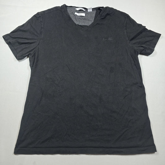 Calvin Klein Shirt Size Large L Black Tee Short Sleeve Top V-Neck Adult Men CK