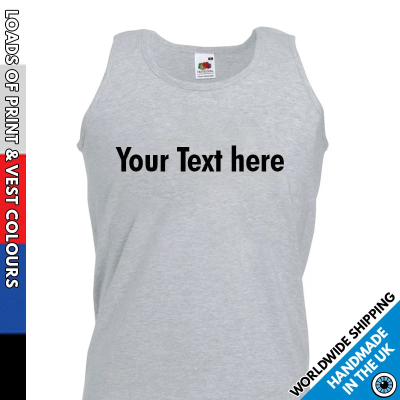 Custom Printed Vest • Mens Text T Shirt Tank Top Personalised • Text Only
