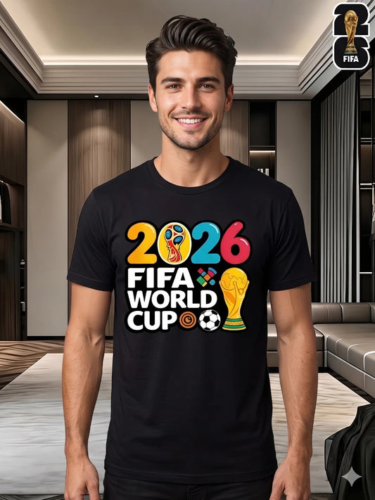 Men’s 2026 World Cup Striped Graphic T-Shirt Casual Football Tee