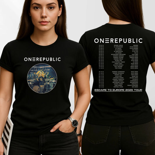 One Republic T-Shirt, Escape To Europe 2025 Tour Dates Concert Fan Gift Tee Top