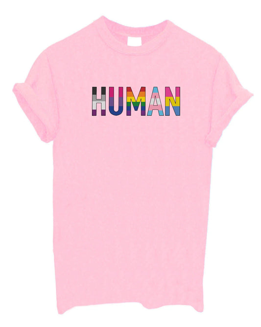 HUMAN printed T-Shirt Top Be Kind Tshirt Tee Shirt LGBT PRIDE RAINBOW