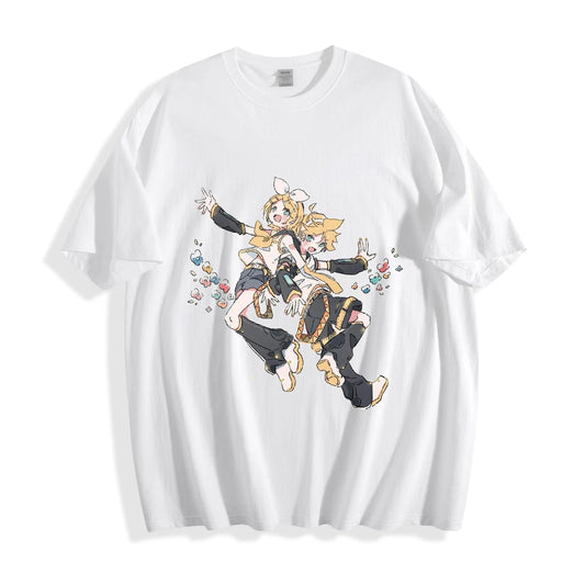 Vocaloid Kagamine Rin & Len Pop T-Shirt - Cute Chibi Idol Graphic Unisex Tee