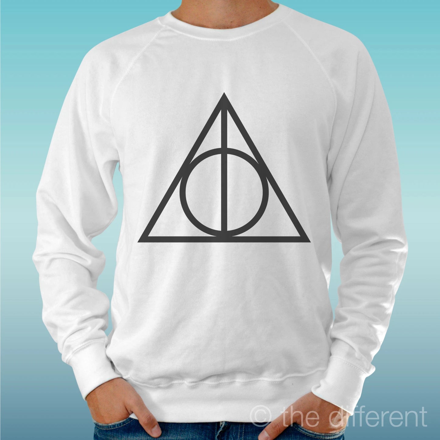 Felpa Man Light Sweater White Deathly Hallows Logo Road To Happiness