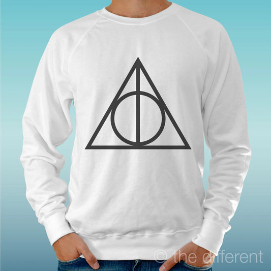 Felpa Man Light Sweater White Deathly Hallows Logo Road To Happiness