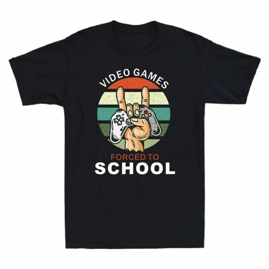 Born To School Funny Men's Tee Adult Games Play Video Forced To Vintage
