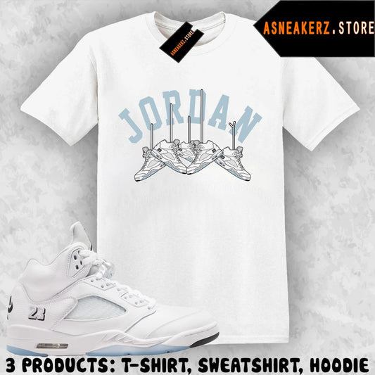 Shirt Matching AJ 5 White Metallic 2026 To Match Sneaker Shoe Hanging 5s T-Shirt