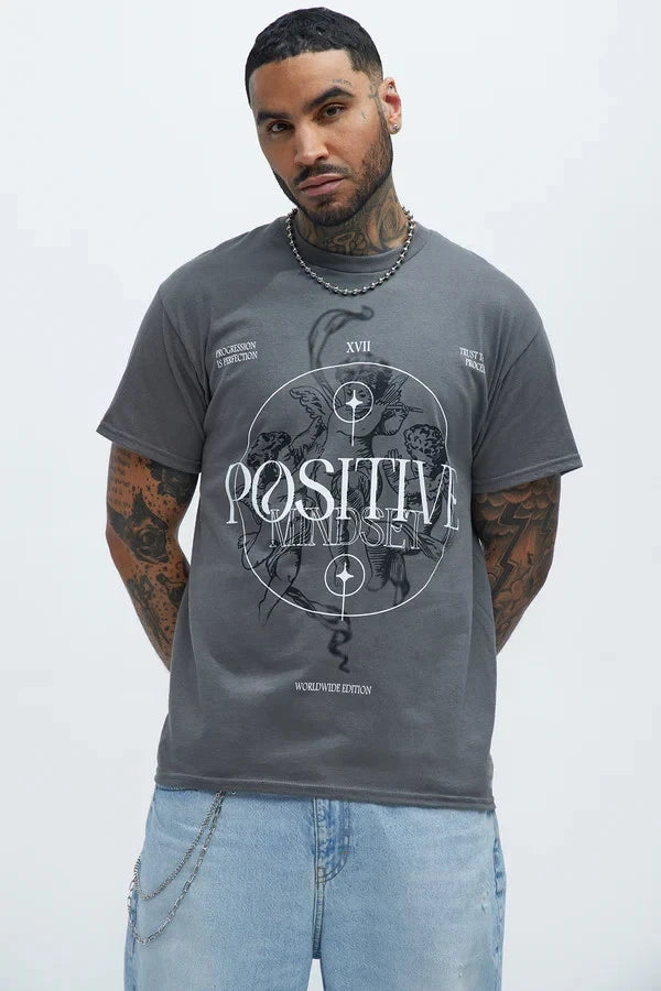 Fashion Nova Mens Positive Mindset Progression Charcoal Shirt New S-3XL