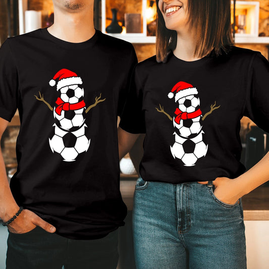 Soccer Snowman Christmas Shirt Football Fan Holiday Tee Xmas Sport Gift T-5298