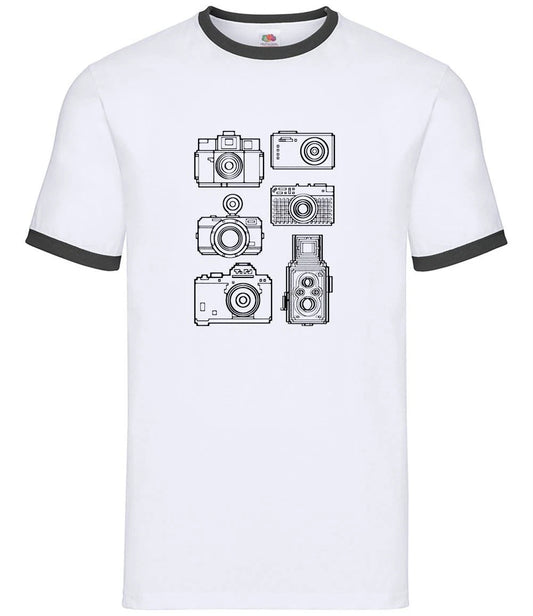 Vintage Cameras - Mens Ringer - Camera Photography Retro