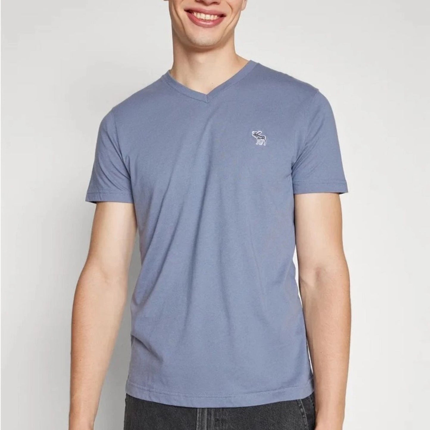 Abercrombie and Fitch Elevated Icon Blue V-Neck Logo T-Shirt Large