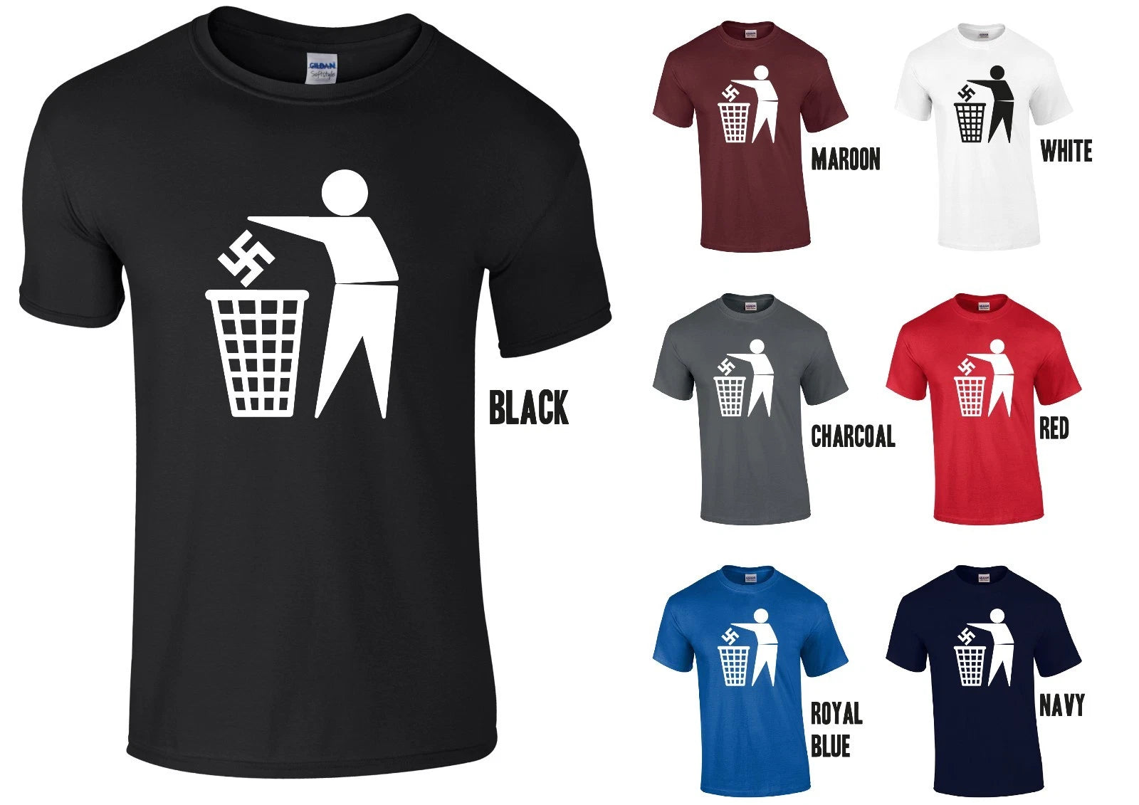 BIN FASCISM T-SHIRT - ANTI NAZI NATIONALISM PEACE TRASH
