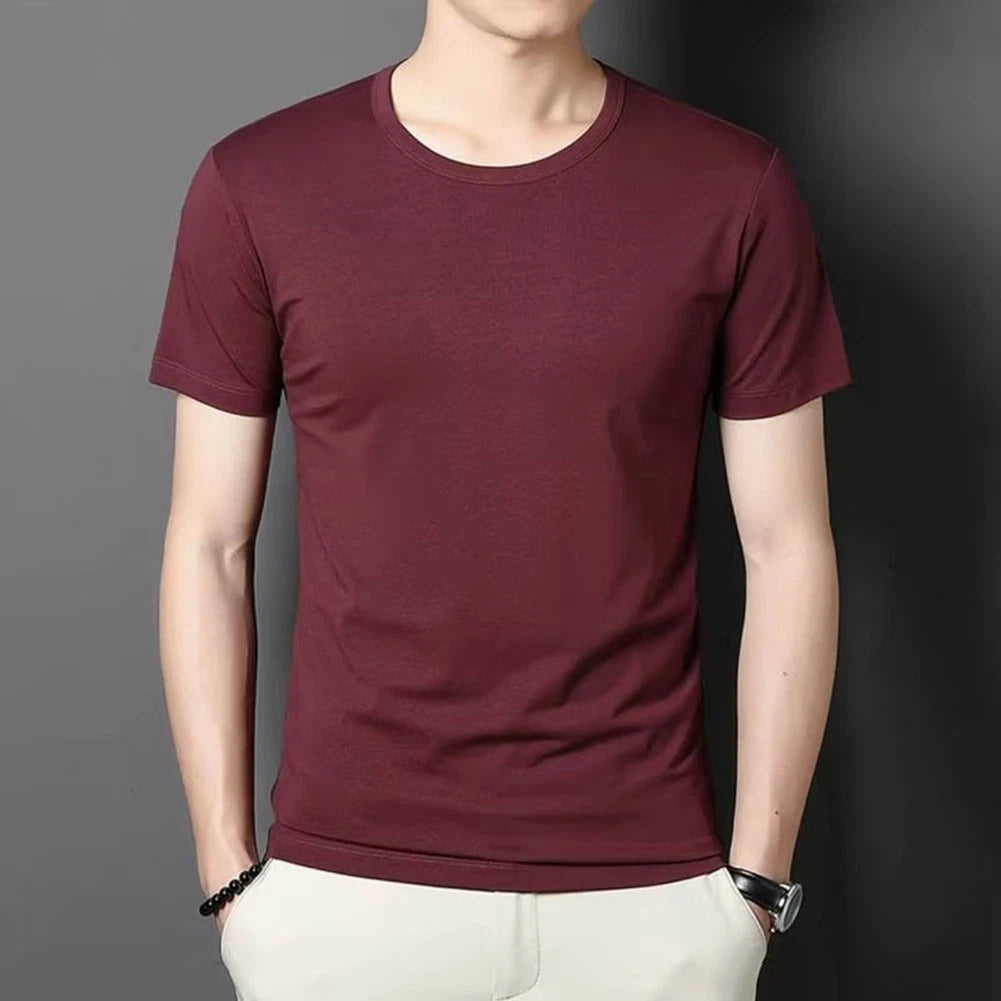 Simple and Trendy Men's Bottoming Pullover Round Neck Short sleeved Tees