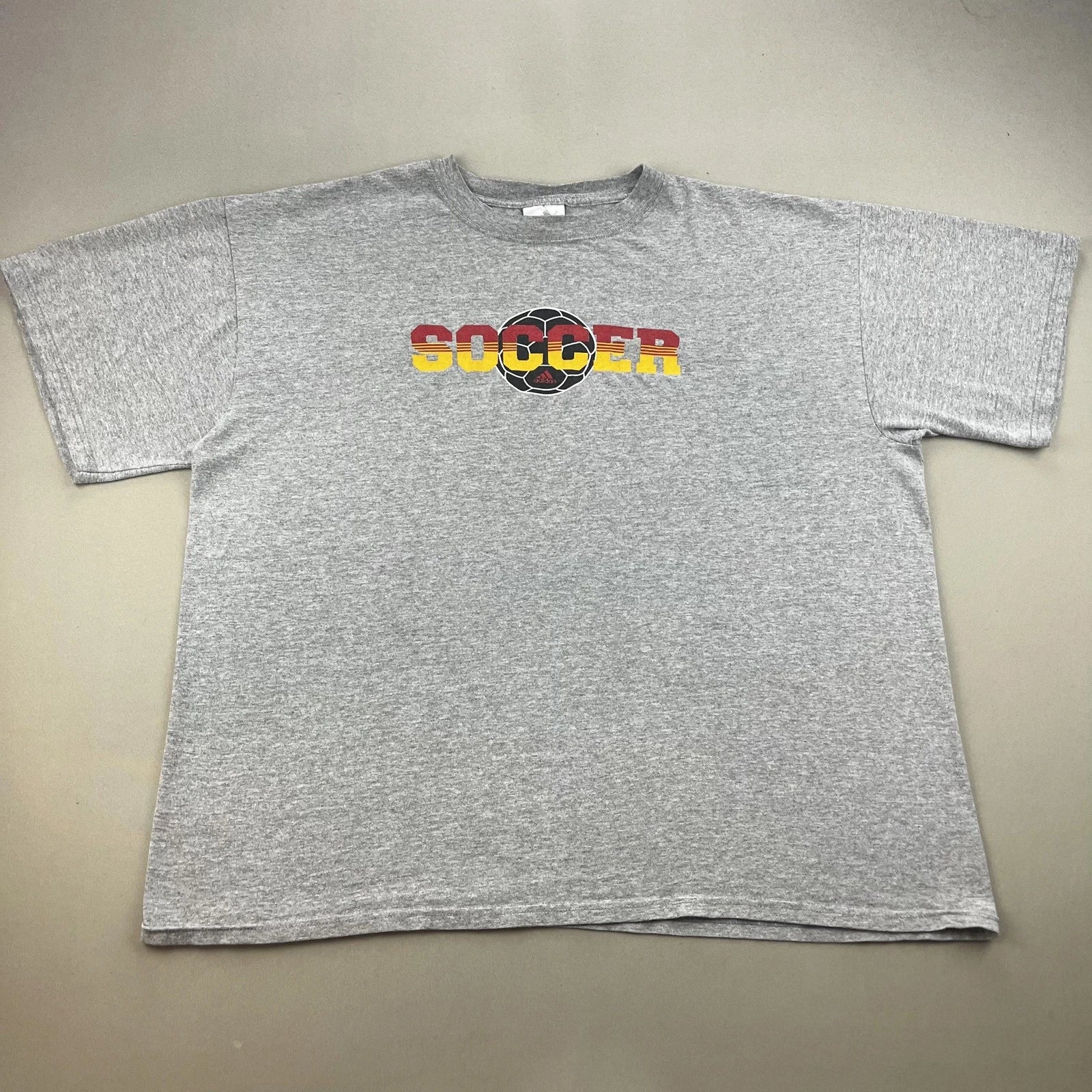 Vintage Adidas Soccer T-Shirt Mens XL Gray Three Stripes Athletic Training y2k