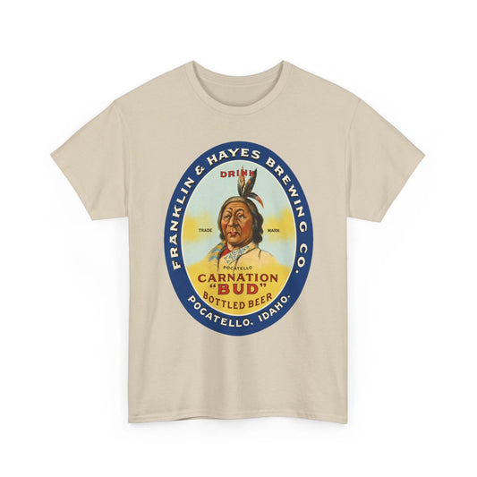 Franklin & Hayes Carnation Bud Beer Indian Pocatello ID Retro Breweriana T-Shirt