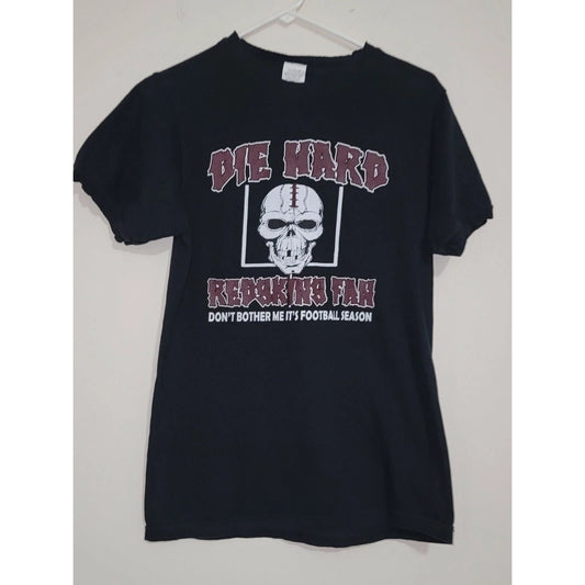 Black Die Hard Redskins Fan Skull Football Season T Shirt Mens M