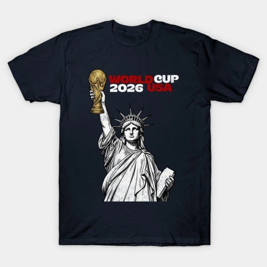 Statue of Liberty World Cup Trophy – USA 2026 Soccer Line Art Design T-Shirt