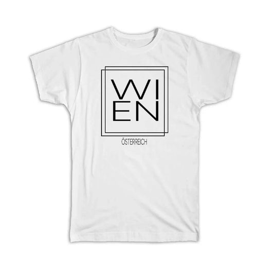 Gift T-Shirt : WIEN Austria Square Modern Minimalist Font