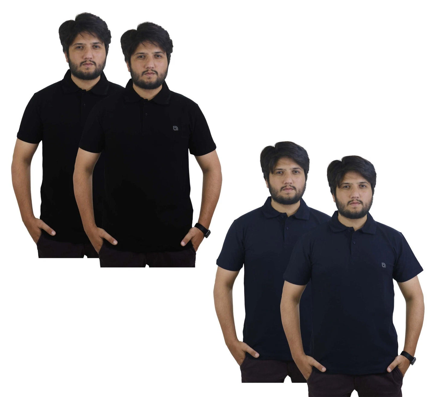 2Pk Mens Plain Polo Shirts Short Sleeves Pique Polo Shirt Tops Casual S-3XL UK