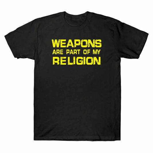 T-Shirt Sleeve My Slogan Tee Short Men's Of Weapons Part Are Cotton Religion