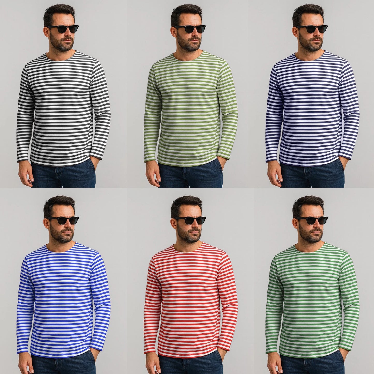 Russian Sailor Telnyashka Navy Top Striped Long Sleeve Style Blue Green Red
