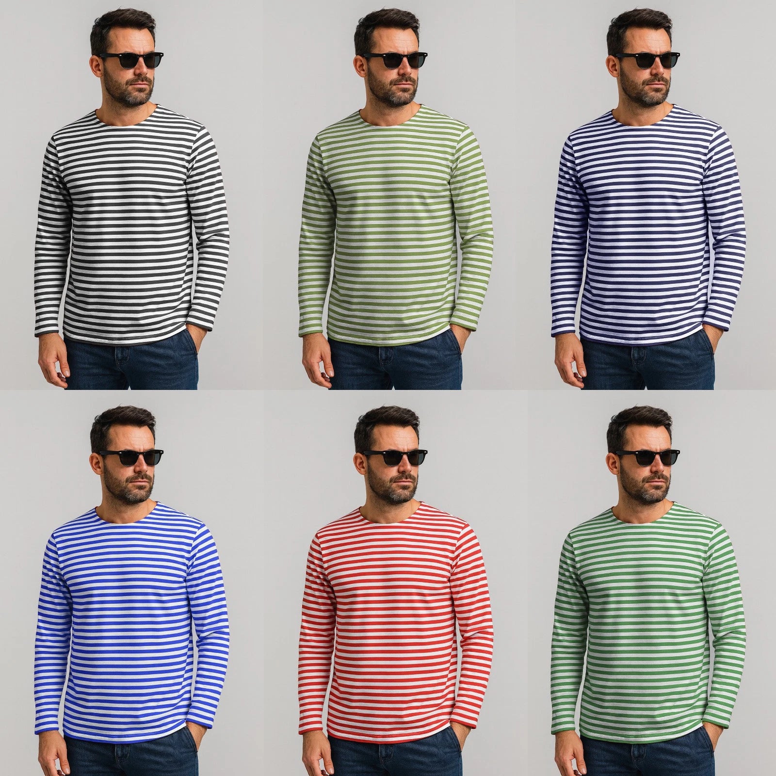 Russian Sailor Telnyashka Navy Top Striped Long Sleeve Style Blue Green Red
