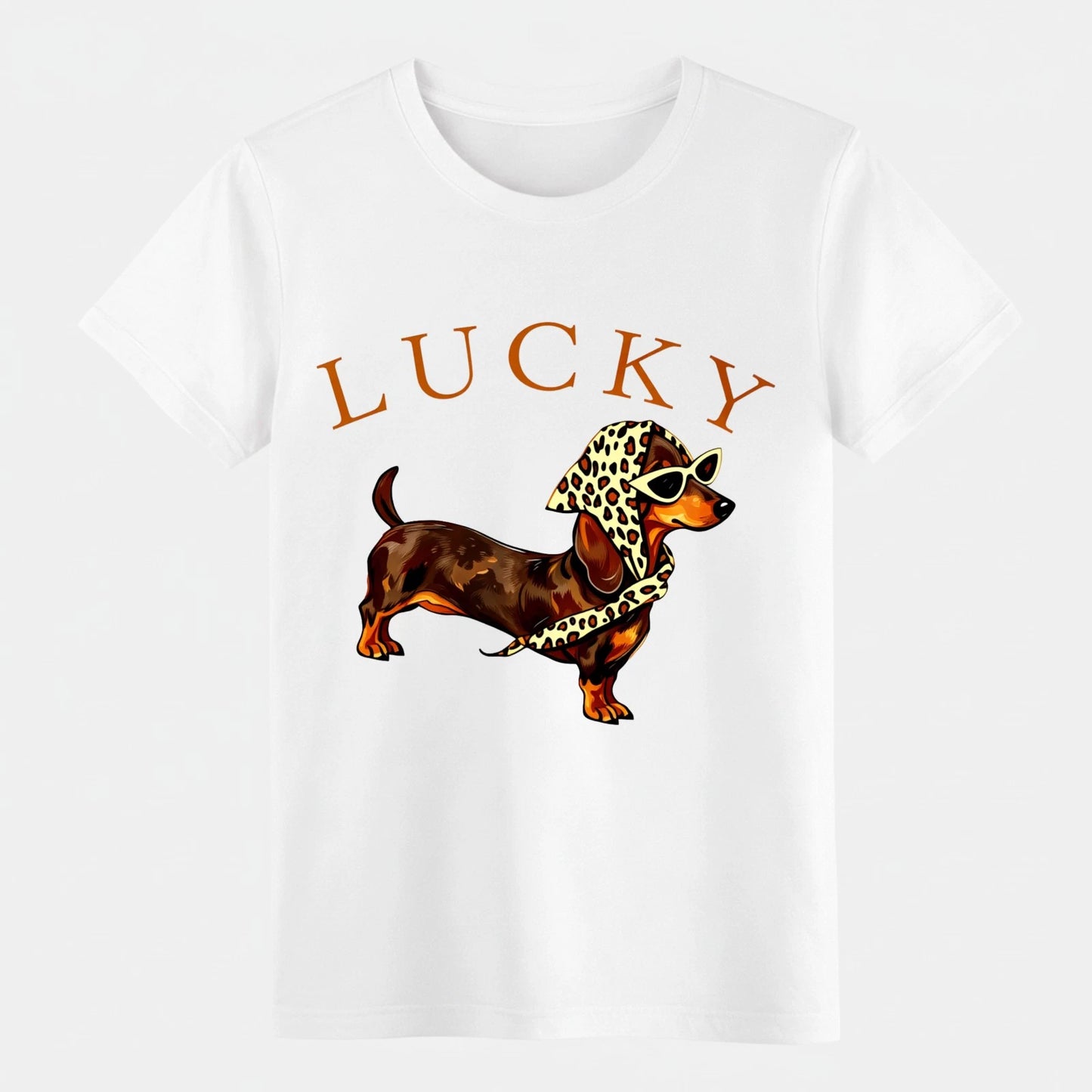 Vintage "Lucky Dachshund" T-Shirt, Stylish Dog Casual Graphic Tee for Men Women