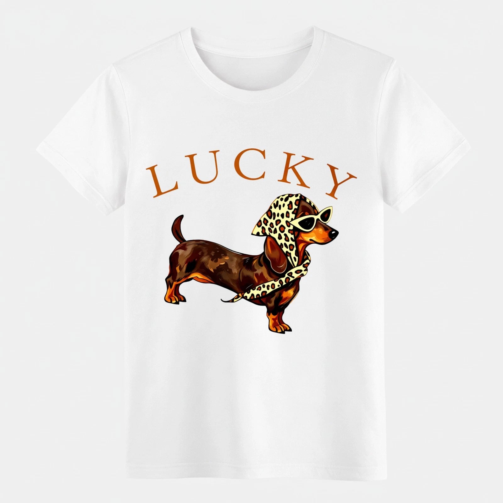 Vintage "Lucky Dachshund" T-Shirt, Stylish Dog Casual Graphic Tee for Men Women