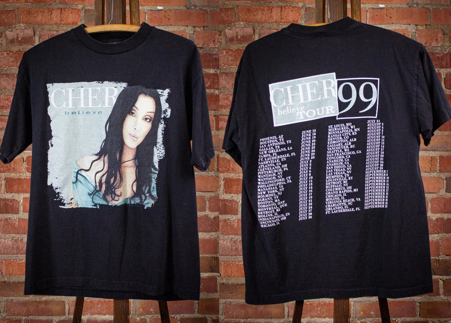 Vintage Styles Cher Believe Tour Concert T Shirt 1999 Black