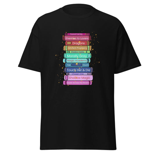 Fantasy Trope Book Stack Shirt Romantasy BookTok Reader Tee