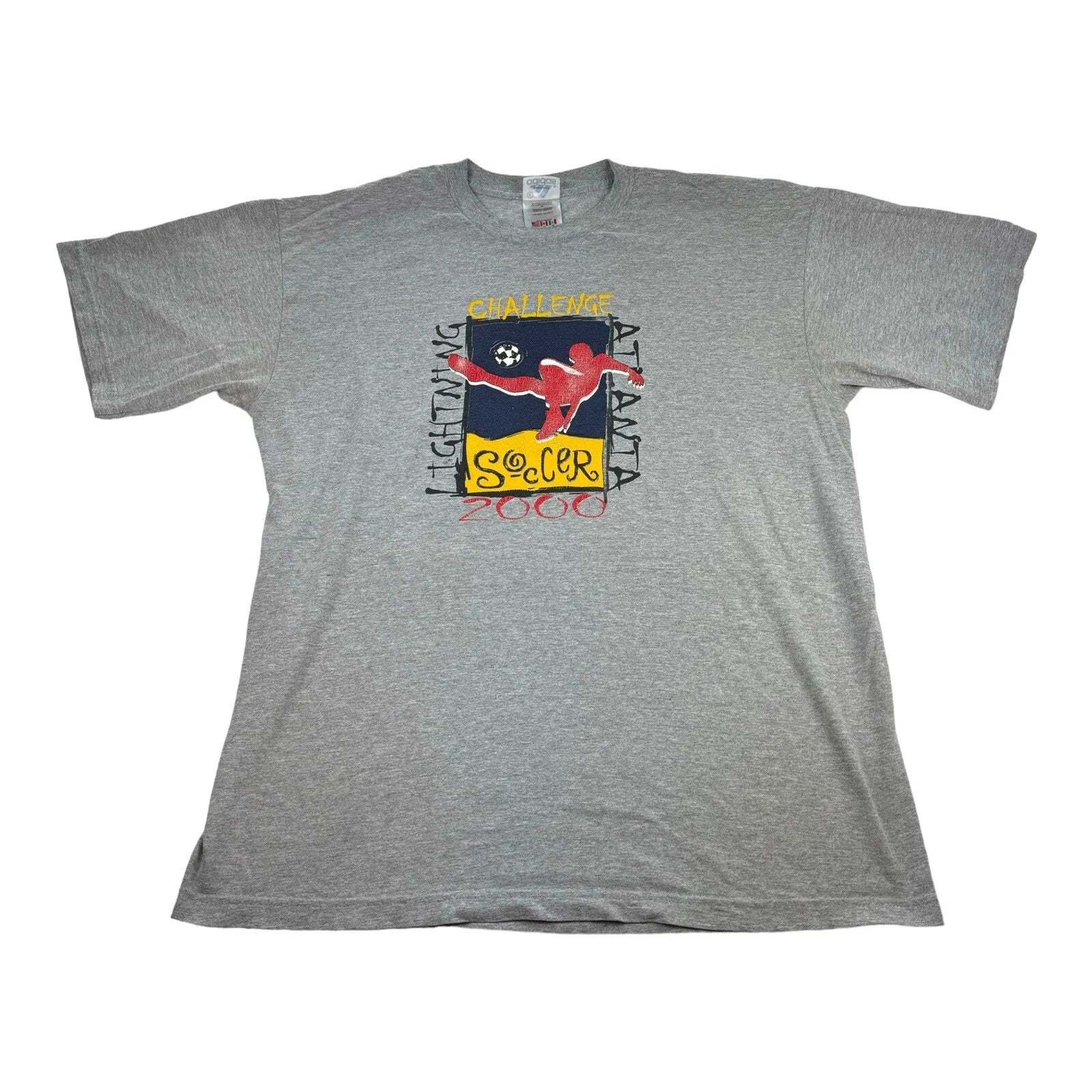 Vintage Adidas Atlanta Lightning Challenge Soccer T-Shirt Men's Large Gray VTG