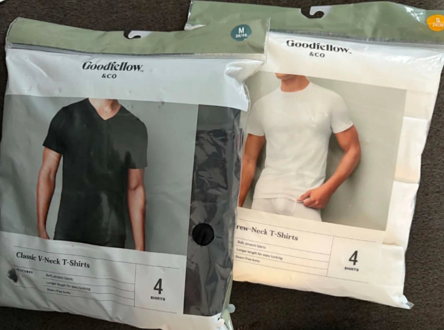 Goodfellow & Co Men's Classic Crew or V Neck T-Shirts Pack of 4 U Pick