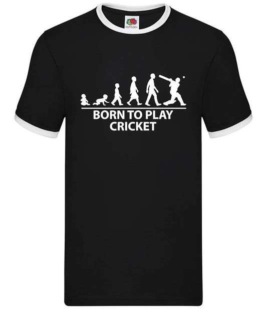 Born To Play Cricket - Mens Ringer - Player Love Ashes Bat Fan England