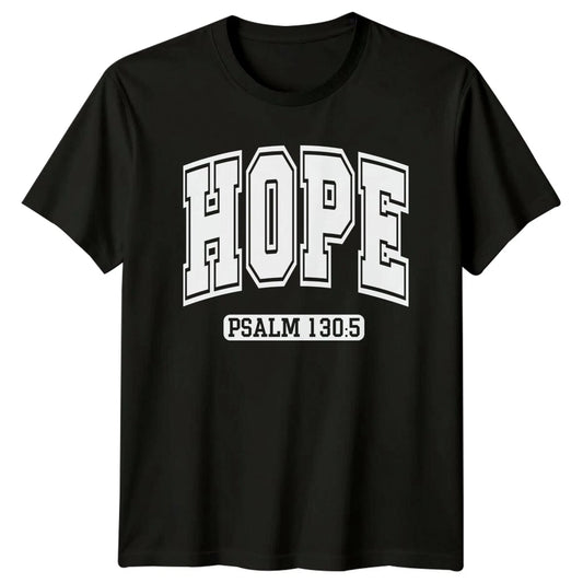 Hope Psalm 130:5 Christian Faith Graphic Varsity Style T-Shirt
