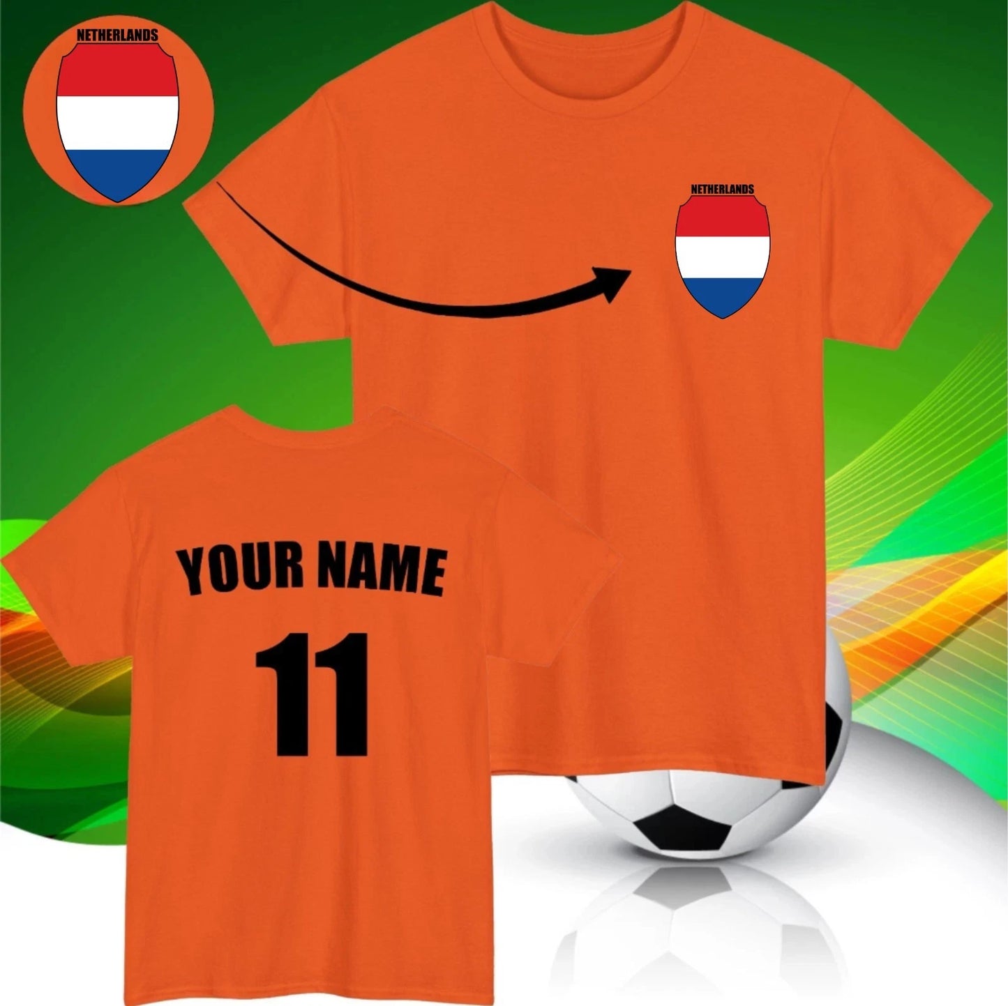 Personalised Netherland Football T-Shirt Custom Name And Number Sports Lover Top