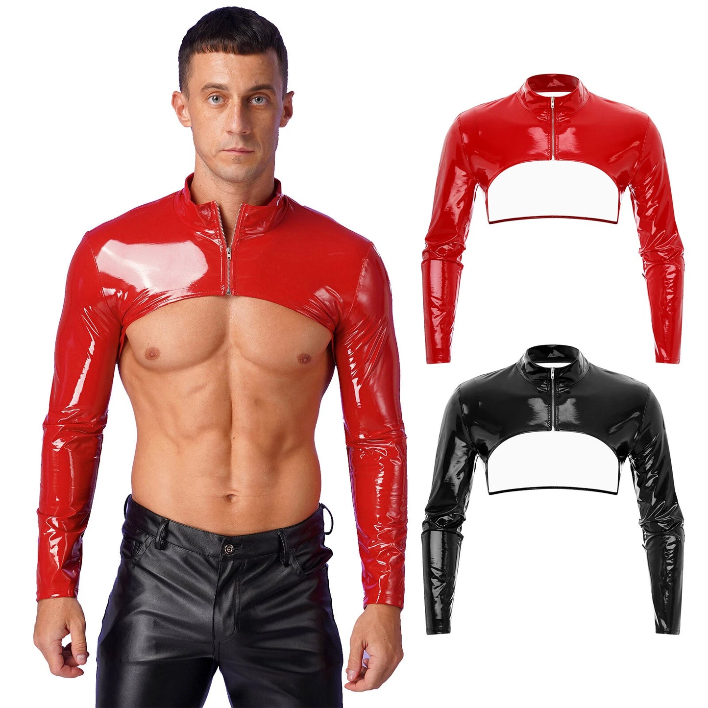 Mens Crop Top Party Clubwear Soft Shrug Fashion Dancewear Halloween Slim Top