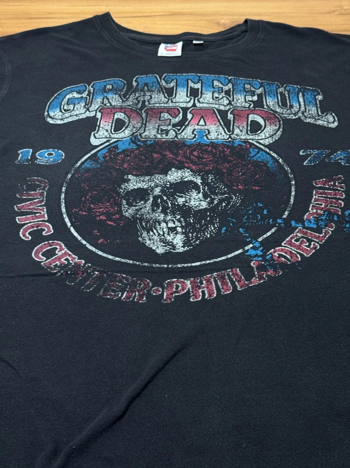 Grateful Dead 1974 Tour T-Shirt 2XL Boxy Oversized Faded Black Junk Food Y2K