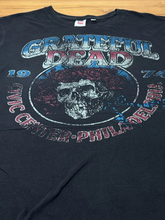 Grateful Dead 1974 Tour T-Shirt 2XL Boxy Oversized Faded Black Junk Food Y2K