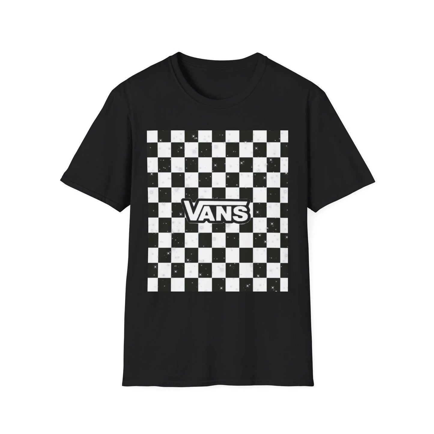 Checkerboard Vans T-Shirt | Black White Skate Logo