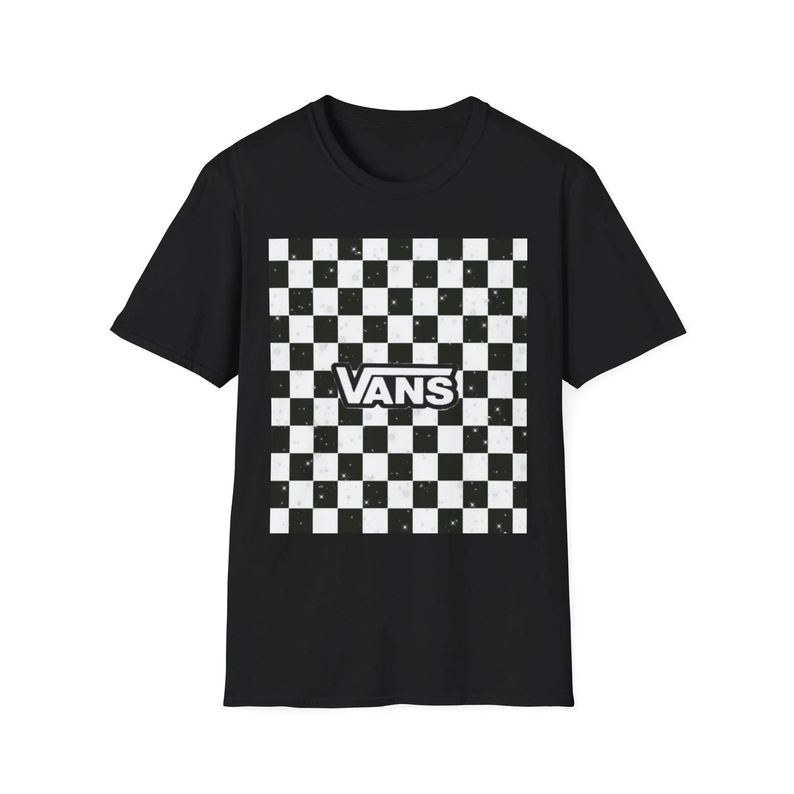 Checkerboard Vans T-Shirt | Black White Skate Logo