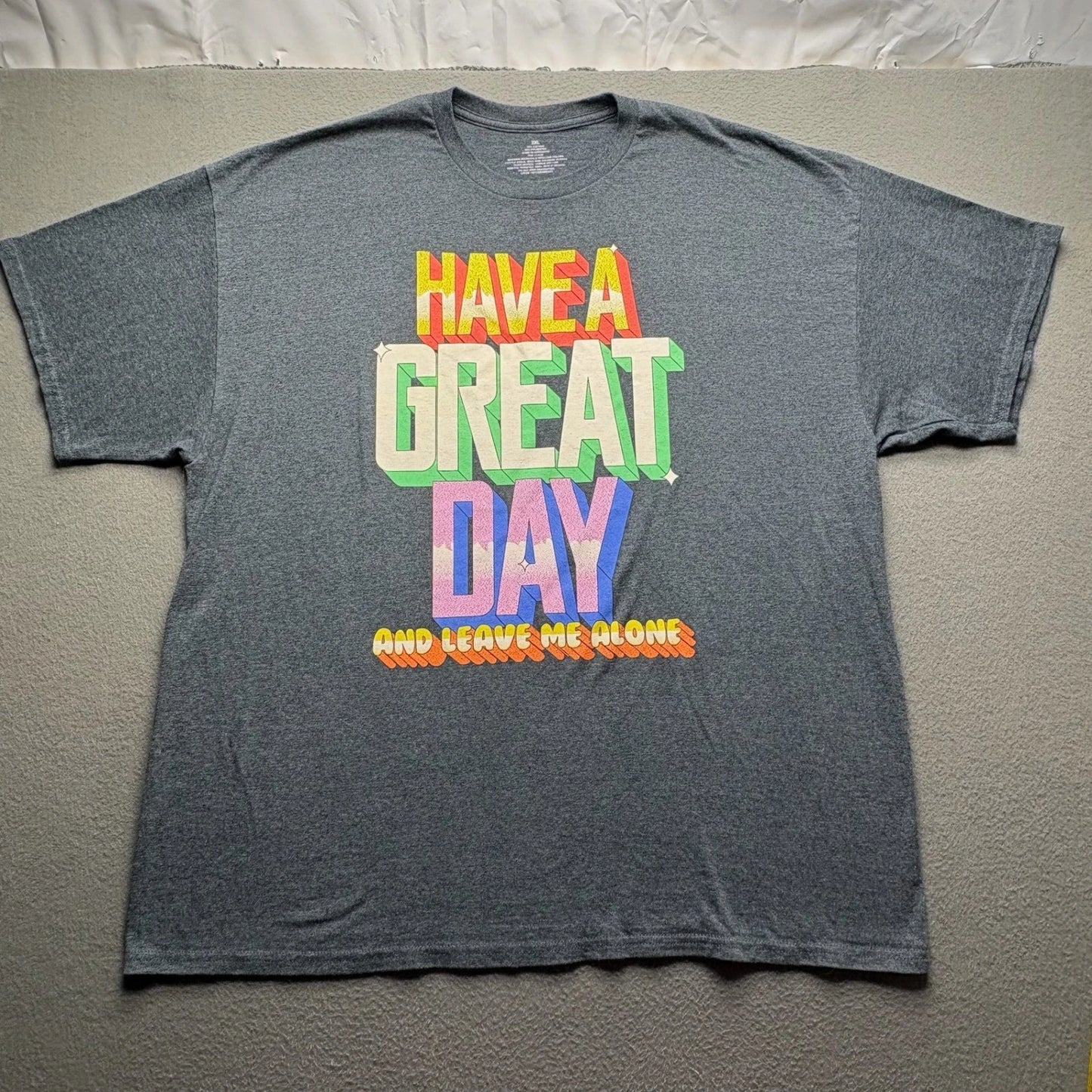 Big Men T-Shirt Cotton Blend 2XL Sarcastic Graphic Retro Humor Gray