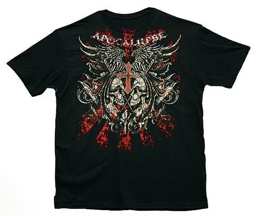 APOCALYPSE SKULLS WITH CROSS T SHIRT 100% soft cotton fitted tee war voodoo#3