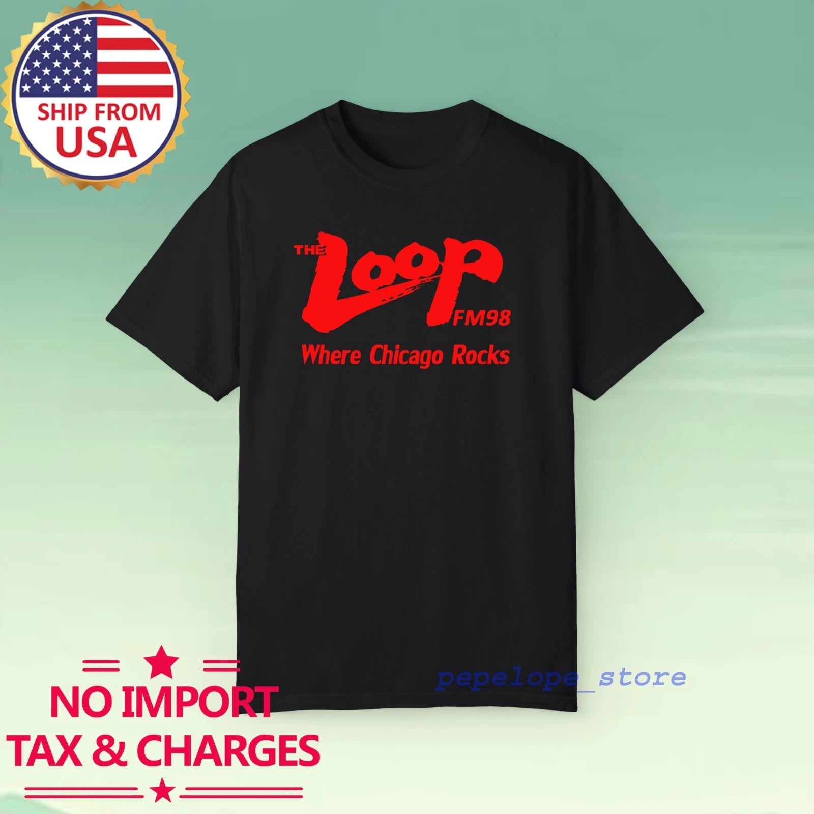 The Loop FM 98 Radio Chicago Men's Black Size S-5XL