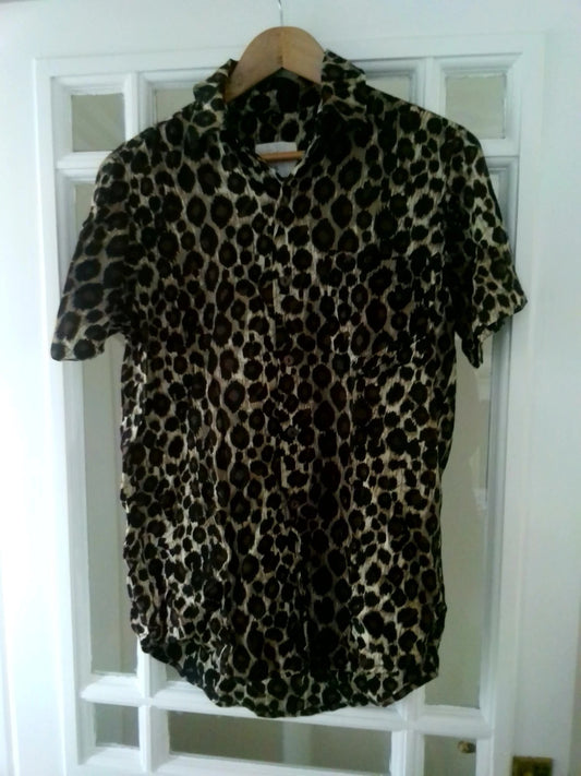 Men's Size  Small The People Vs Short sleeve shirt leopard print rock grunge