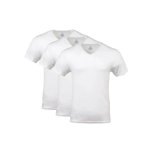 3-Pack White V-Neck T-Shirts S, Odor Control-Moisture Wicking-Tag Free, S ✔️