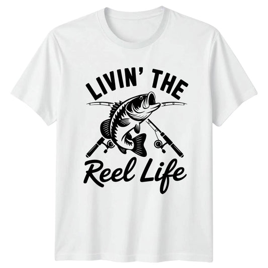 Livin The Reel Life Mens T-Shirt Bass Fishing Fathers Day Gift For Him