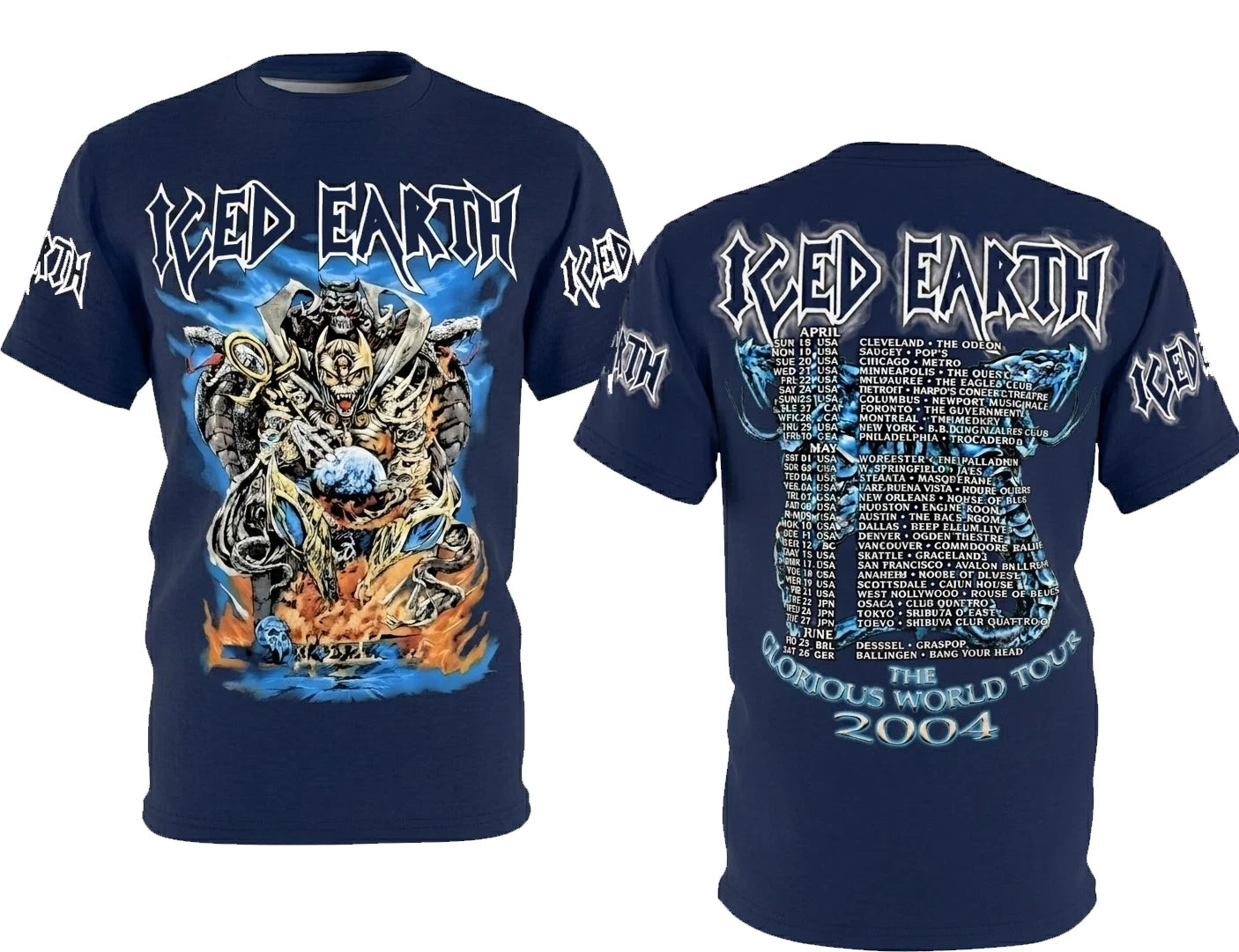 Rare 2004 Glorious World Tour By Iced Earth Band 3D T-shirt S to 5XL 2F2049